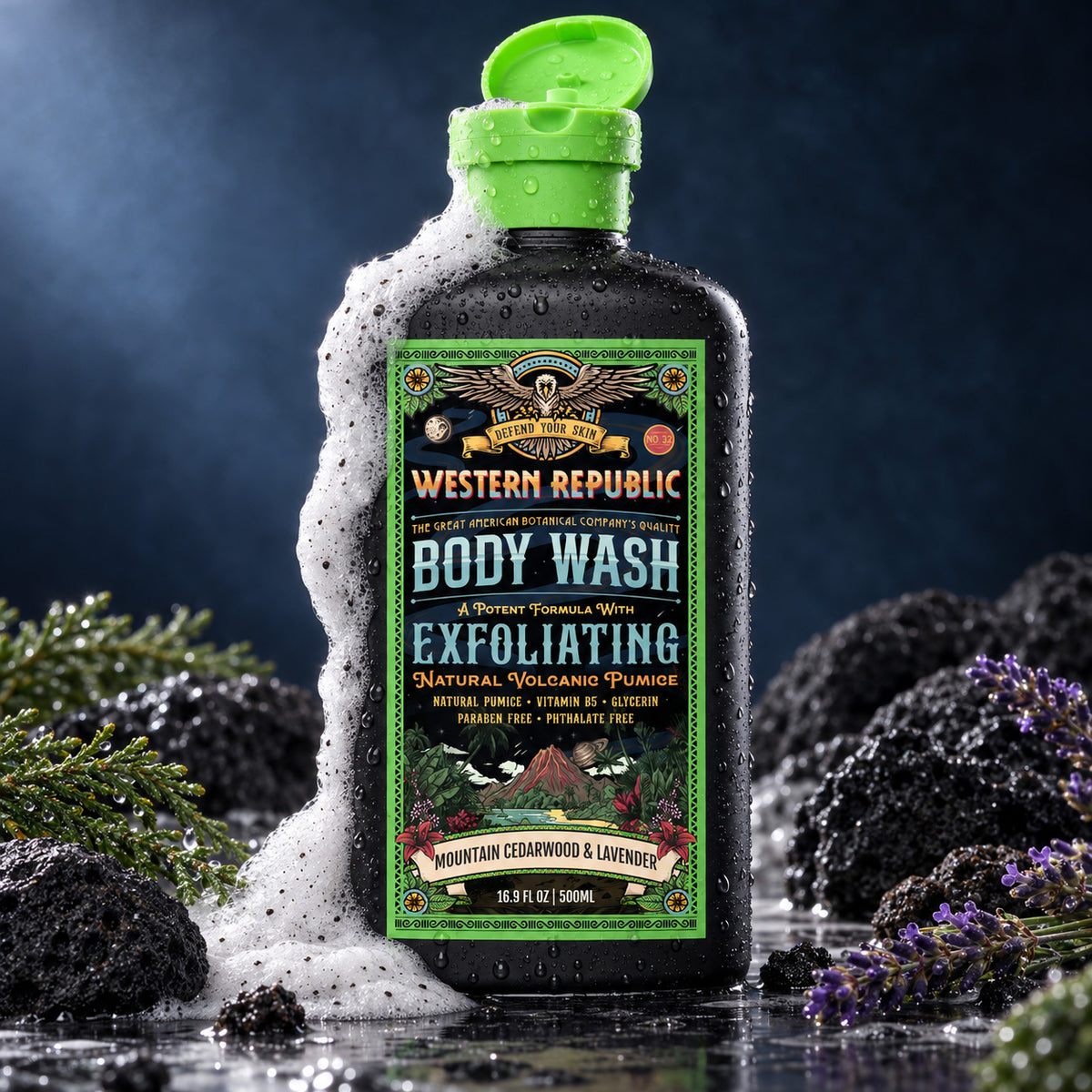 Mountain Cedarwood & Lavender Exfoliating Body Wash